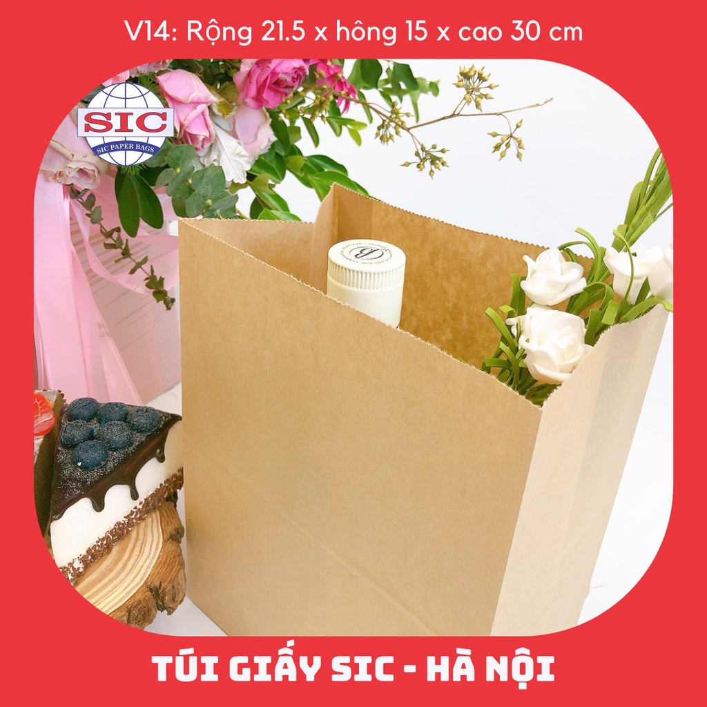 [SET 10 CHIẾC] TÚI GIẤY KRAFT V14: 21.5x15x30 cm KHÔNG QUAI ( ẢNH THẬT)