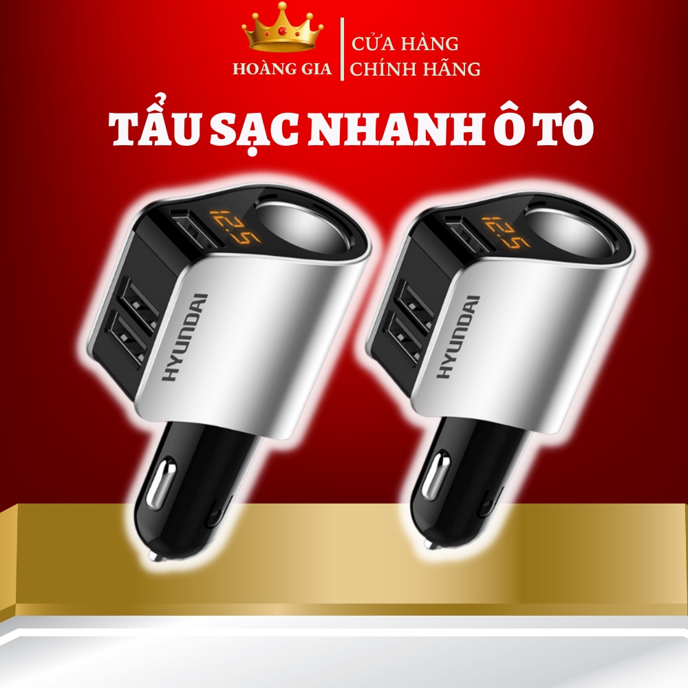 Tẩu Sạc Nhanh Ô Tô - Tẩu Huyndai Chia 1 Đầu Tròn Có Đèn Led Báo Điện
