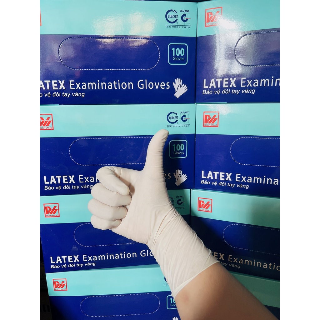 Thùng Găng Tay Y Tế Duy Hàng CHÍNH HÃNG 10 Hộp Găng Latex Có Bột-10 Hộp Bao Tay Latex Cao Su Thiên Nhiên Size XS-S-M-L