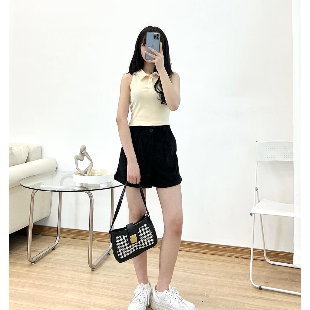 Áo sát nách cổ sơ mi cúc Miho house