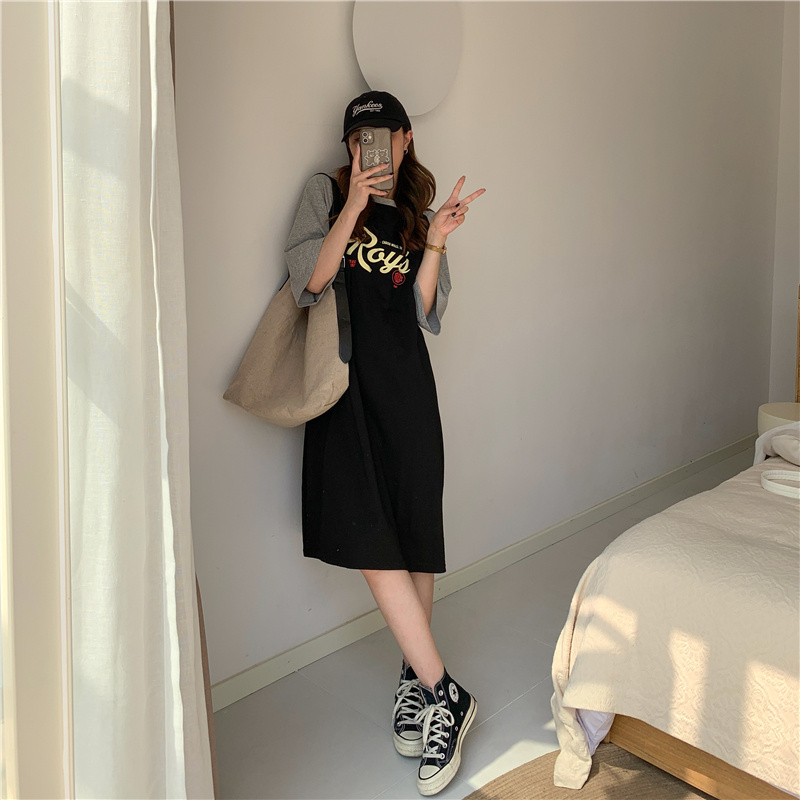 Đầm thun tay ngắn dáng rộng thời trang mùa hè cho nữ