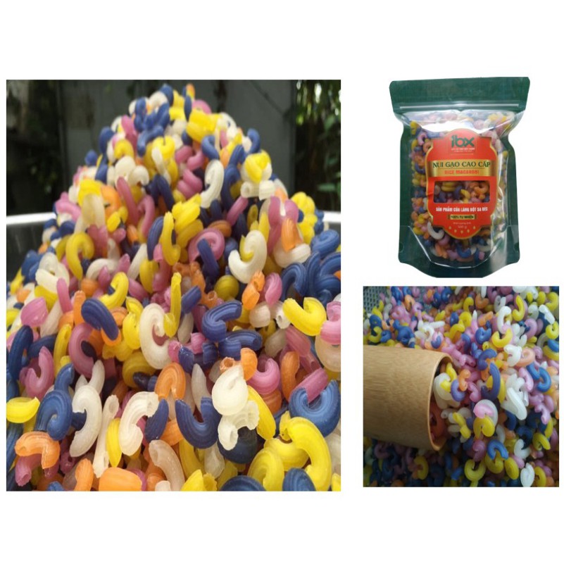 500g Nui Gạo Ngũ Sắc 100% màu từ rau quả tự nhiên