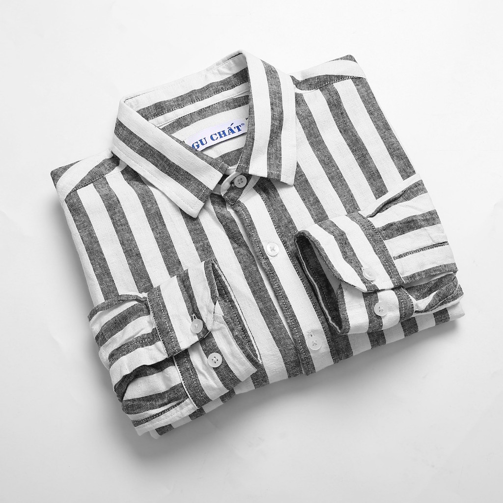 Áo Sơ Mi Dài Tay 2 Màu Kẻ Sọc GU CHẤT, Vải Cotton Đẹp Thời Trang Trẻ Trung Năng Động GUSM12