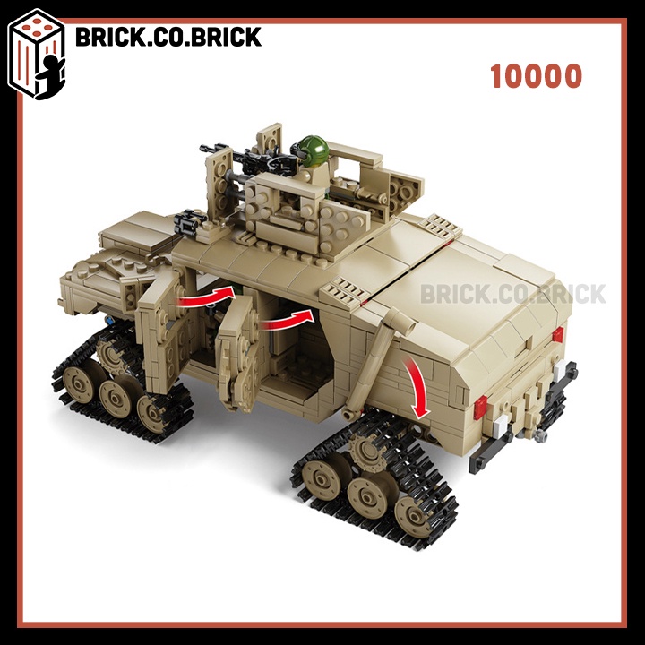 Đồ Chơi Mô Hình Lắp Ráp Xe Tăng Chủ Lực Biến Hình Hummer MBT Quân Đội Army 10000
