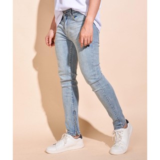 Quần Jeans ROUTINE 10S20DPA025 - Quần jean nam màu Xanh trơn có khóa zip ống quần