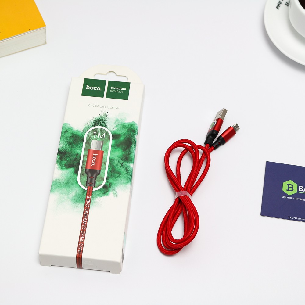 Dây sạc Samsung, Cáp sạc Hoco micro X14 chính hãng - dây dù, khó đứt, dài 1m