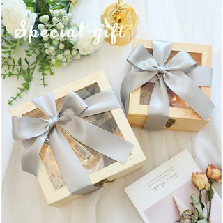 Hộp gỗ vuông nắp kính Thank You -  Woody Box - Hộp gỗ cửa sổ quà sinh nhật quà Tết