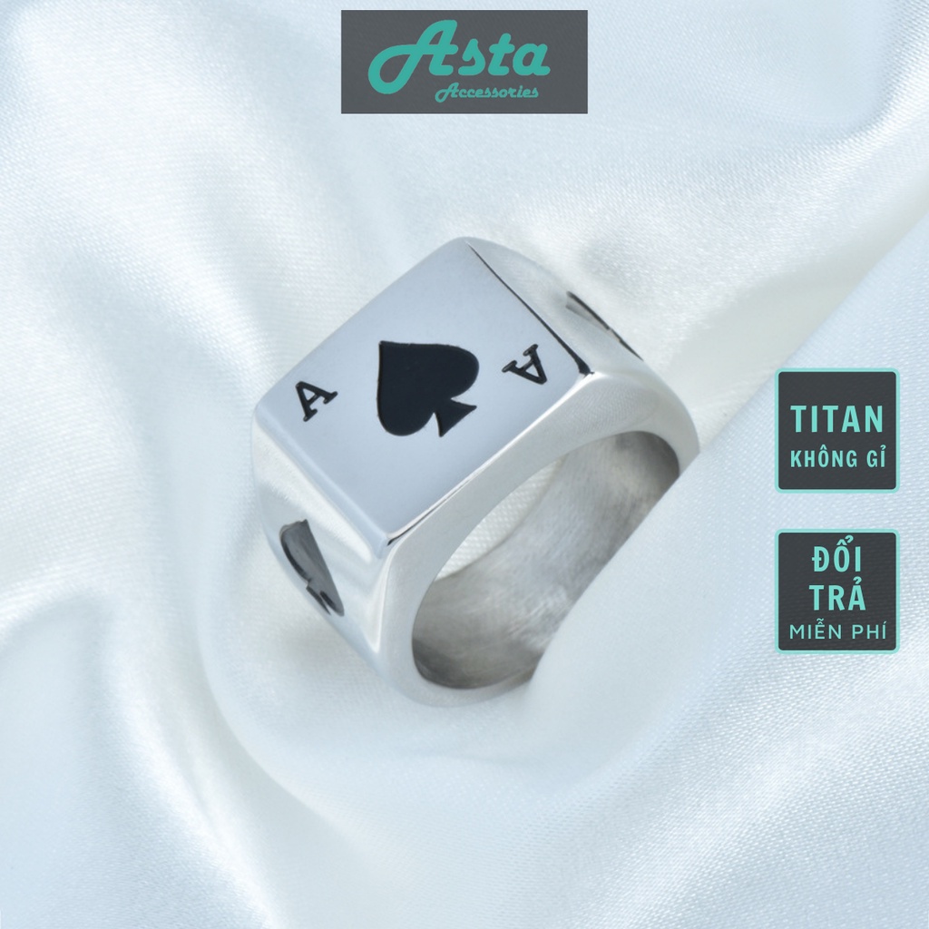 Nhẫn nam nữ tròn Asta Accessories màu bạc thời trang chất Titan đẹp đơn giản không gỉ - Nhẫn A Ring