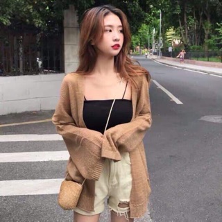Áo 2 dây sợi bún đen trắng