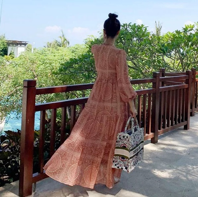 Đầm maxi Boho phong cách vintage vô cùng xinh đẹp Ảnh thật chuẩn váy