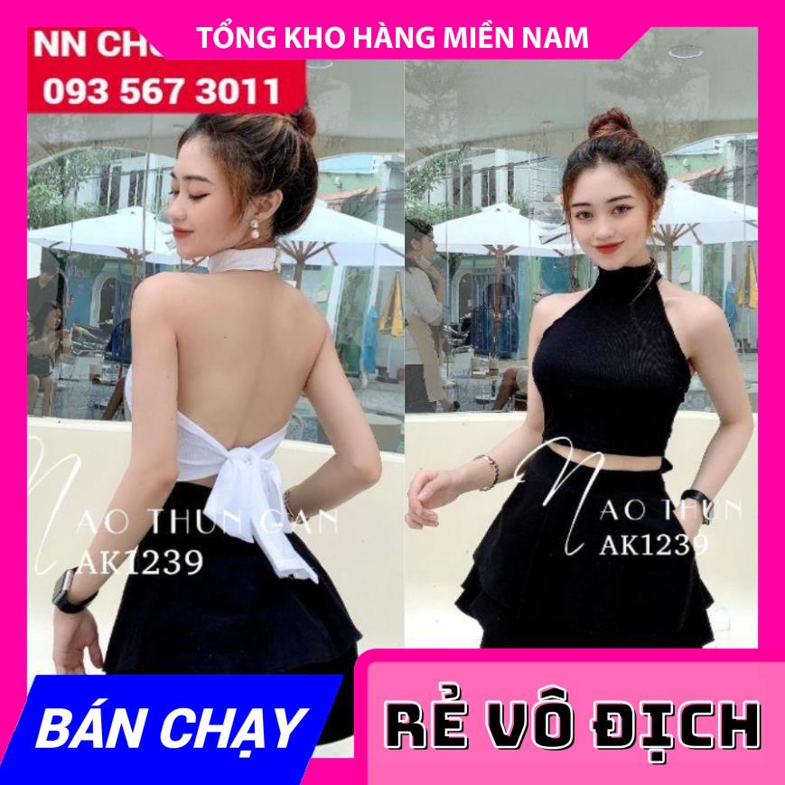 ÁO THUN GÂN CROPTOP HỞ LƯNG ⚡ẢNH THẬT⚡ ÁO THUN GÂN BODY THẮT NƠ SAU ⚡ ÁO BODY CỔ YẾM AK1239