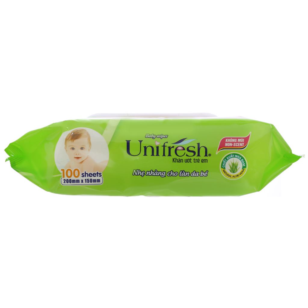 Combo 6 gói khăn ướt không mùi Unifresh Aloe Vera - Khăn ướt trẻ em  - 6WTPAV80