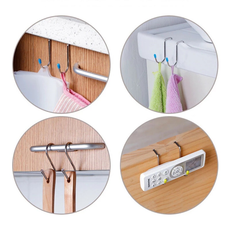 Móc Treo Chữ S Bằng Thép Không Gỉ 304 Đa Năng Gắn Tường Không Cần Khoan Dùng Trong Phòng Tắm/Nhà Bếp/Văn Phòng