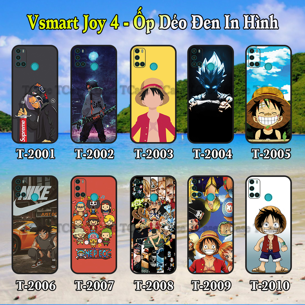 Ốp lưng Vsmart Joy 4 dẻo đen in hình One Piece