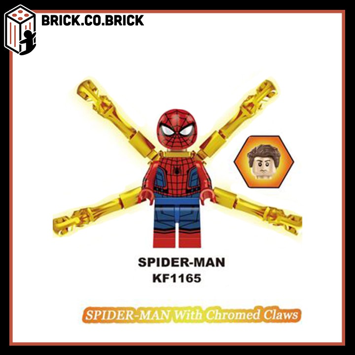 Non Lego Spider Man mạ vàng siêu bóng loáng Super Hero Đồ Chơi Lắp Ráp Mô Hình Minifigure Siêu Anh Hùng Marvels KF6090