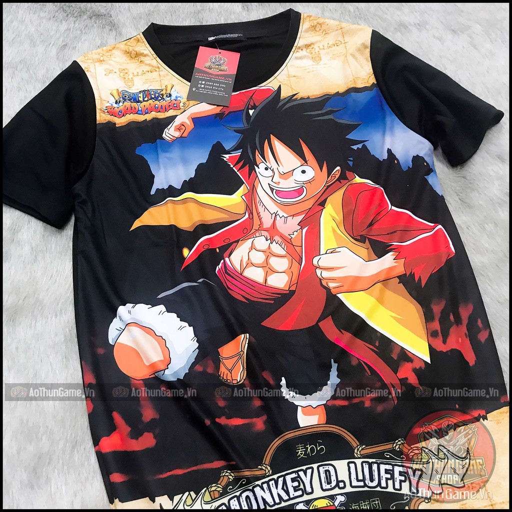 Áo One Piece Luffy Mũ Rơm (3D Đen) Luffy Mũ Rơm A01, áo thun nam nữ Anime Manga One Piece (Shop AoThunGameVn)