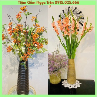 Bình gốm dáng bom lò xo-gốm sứ Bát Tràng-tiệm gốm Ngọc Trân