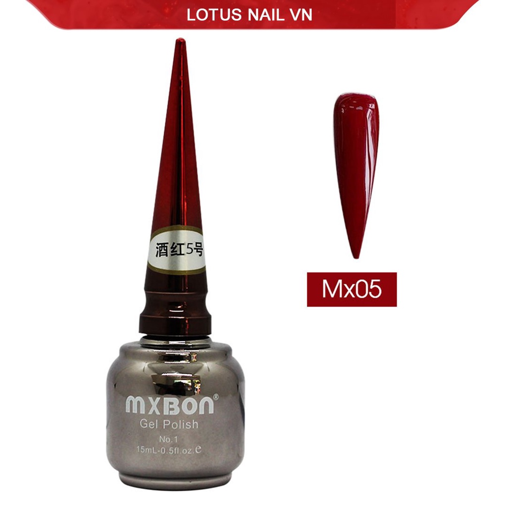 Set sơn gel mxbon 6 màu tone đỏ đặc biệt chính hãng quét mã QR - tặng kèm bảng màu mica