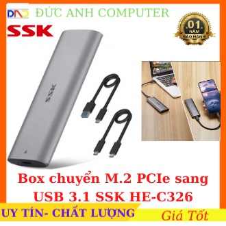 Box chuyển M.2 PCIe sang USB 3.1 SSK HE-C326 - Biến SSD M.2 NVMe thành ổ cứng di động