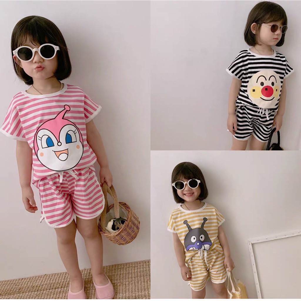 Bộ kẻ in mặt hoạt hình lớn cho bé (8-18kg) - Baby's House