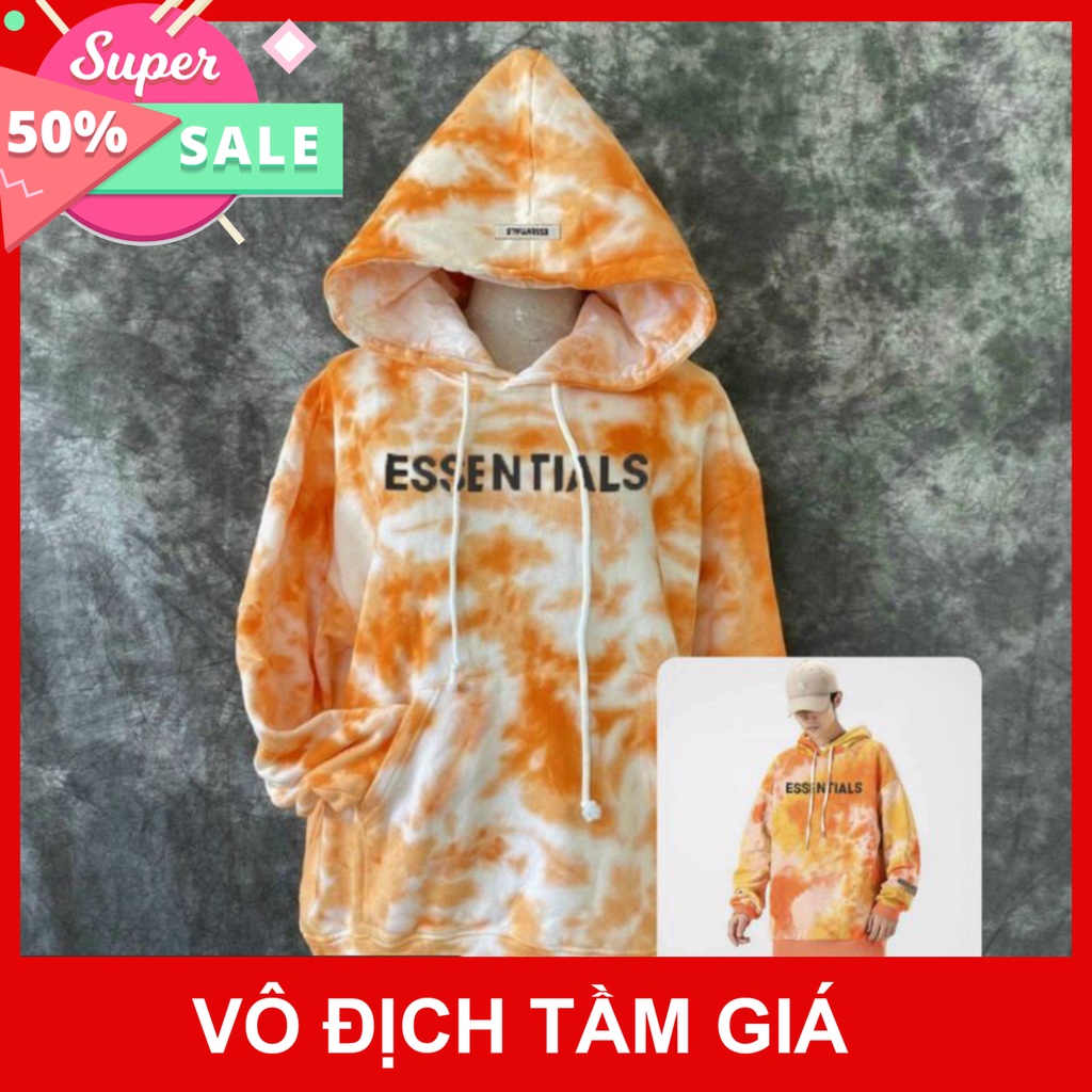 Áo nỉ hoodie Màu Loang Essentials In cao su nổi Hogoto shop , áo nỉ bông unisex nam nữ (kèm Móc khóa +Bùa yêu)