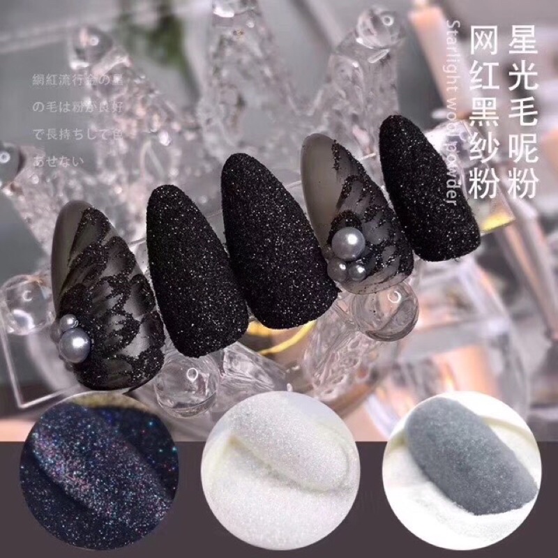 Nhũ rắc kim cương siêu sáng đen trắng- nhũ mịn - phụ kiện nail