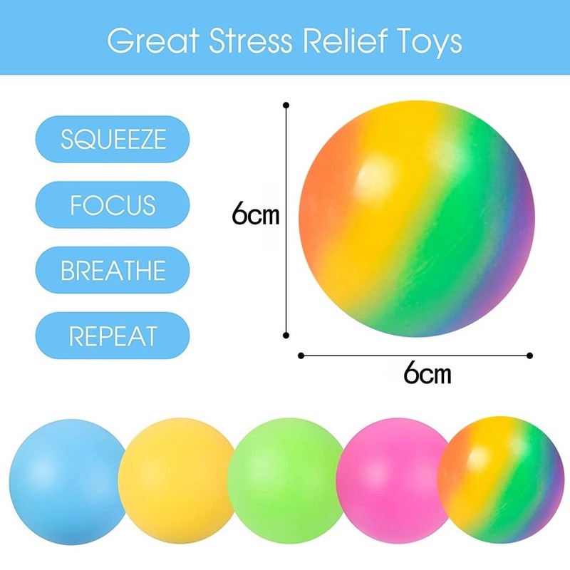 Đồ Chơi Bóp Tay Giảm Stress Hình Cầu Vồng Nhiều Màu Sắc