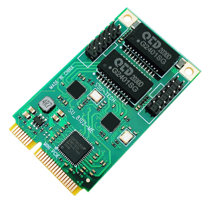 Thẻ Mạng Mini PCIE Sang 2 Cổng RJ45 Ethernet Gigabit 10 / 100 / 1000Mbps Cho Laptop