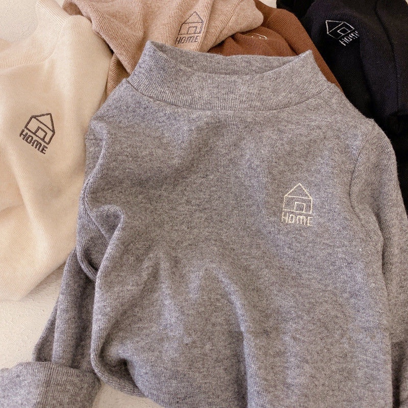 Áo Sweater Tay Dài Cổ Lọ Giữ Ấm Thời Trang Thu Đông Cho Bé 1-10 Tuổi