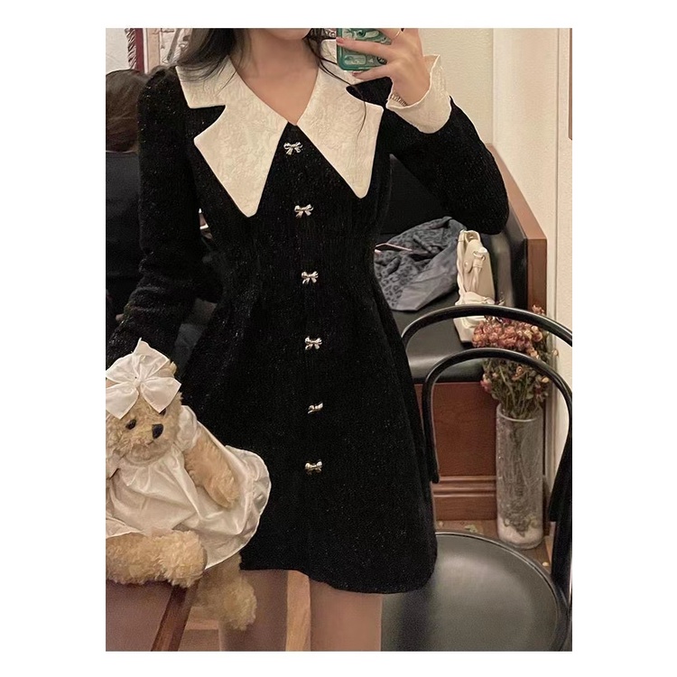 Đầm đen thiết kế mới thanh lịch thời trang theo phong cách pháp