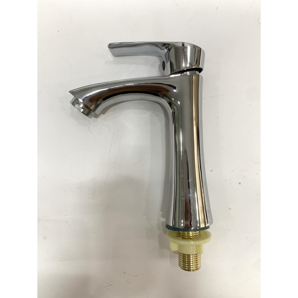 Vòi nước rửa mặt vòi lavabo lạnh thân cao tròn bóng, tay gật gù hàng đẹp (La tròn cao)