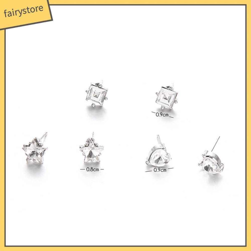 Set 3 Đôi Khuyên Tai Đính Đá Thời Trang Cho Nữ