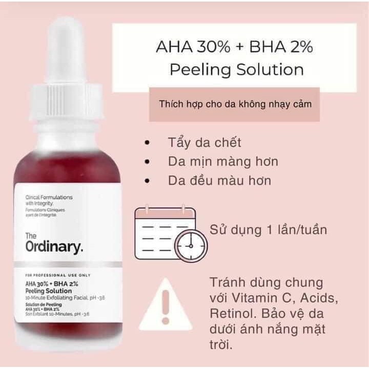 Tẩy Tế Bào Chết Mặt The Ordinary AHA 30% + BHA 2% Peeling Solution 30ml