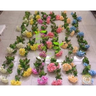 Hoa giả hoa lụa- DÂY HOA TÚ CẦU CHÙM TRANG TRÍ