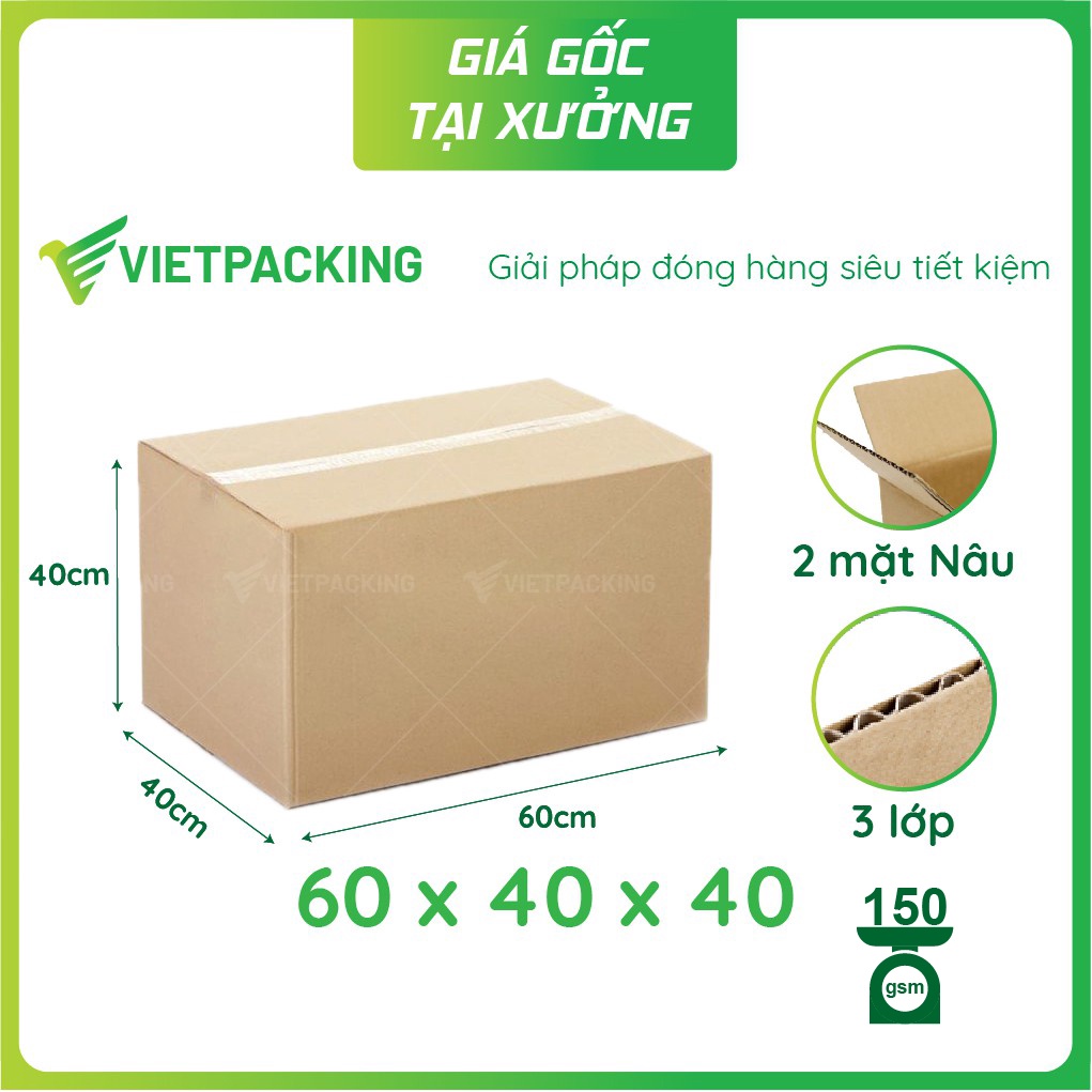 [SIÊU BỀN] Combo 3 thùng carton size 60x40x40 (3 lớp) chất lượng cao