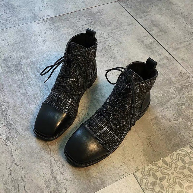 (Order) Boots kẻ buộc dây cổ thấp