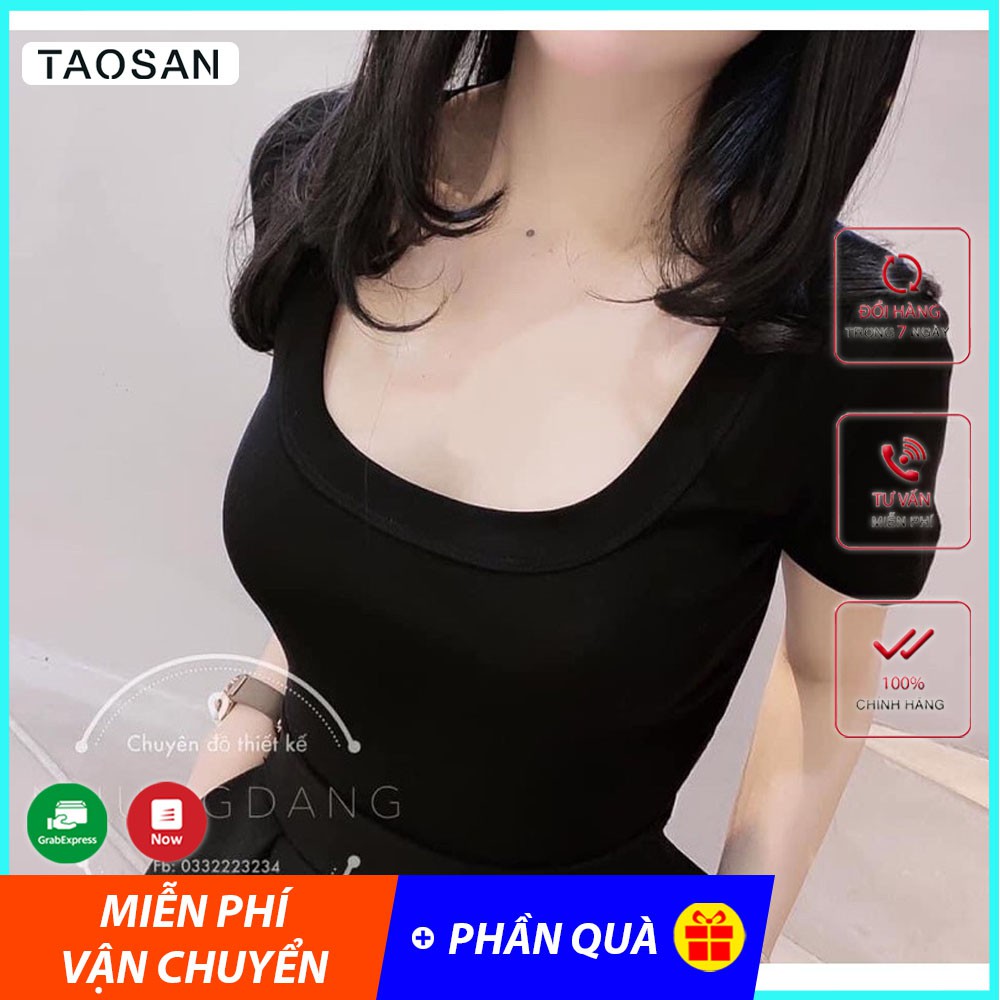 [QUÀ LÀ MỲ TÔM TRẺ EM] Áo croptop cổ vuông nữ chất bozip lạnh kiểu bó ôm body basic trơn Taosan, ao thun co chữ U | BigBuy360 - bigbuy360.vn