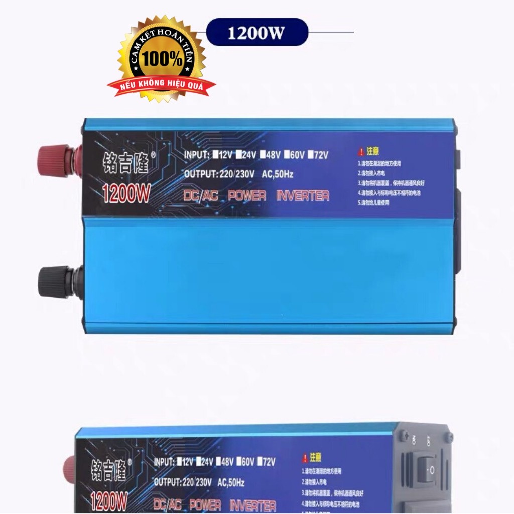 [Mã SR11JUNE5 giảm 20K đơn 50K] Bộ đổi nguồn 12v sang 220v - Bộ chuyển nguồn INVERTER 1200W