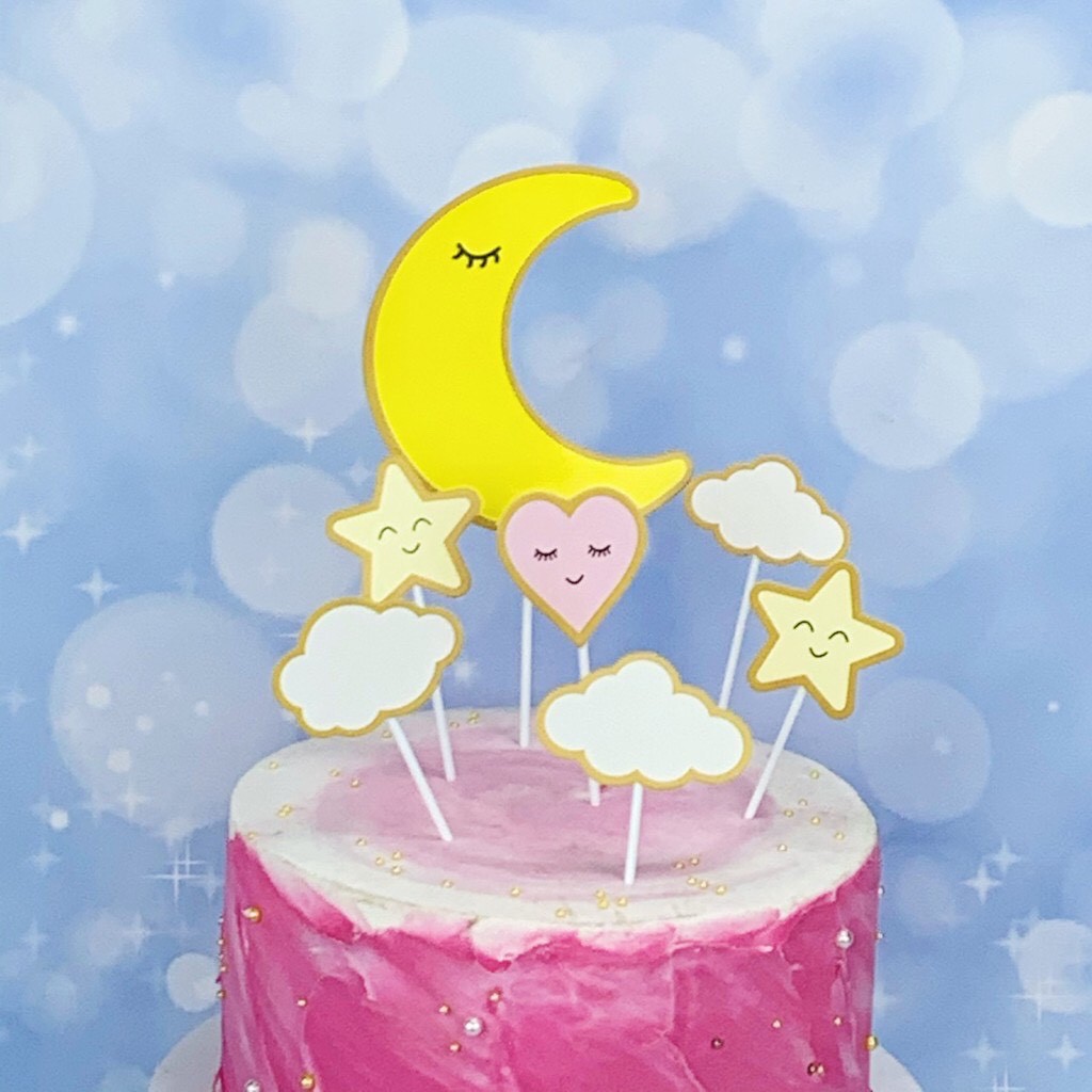 Đồ trang trí sinh nhật cho bé - SÉT CẮM TRĂNG SAO MÂY ( LOẠI ĐẸP)