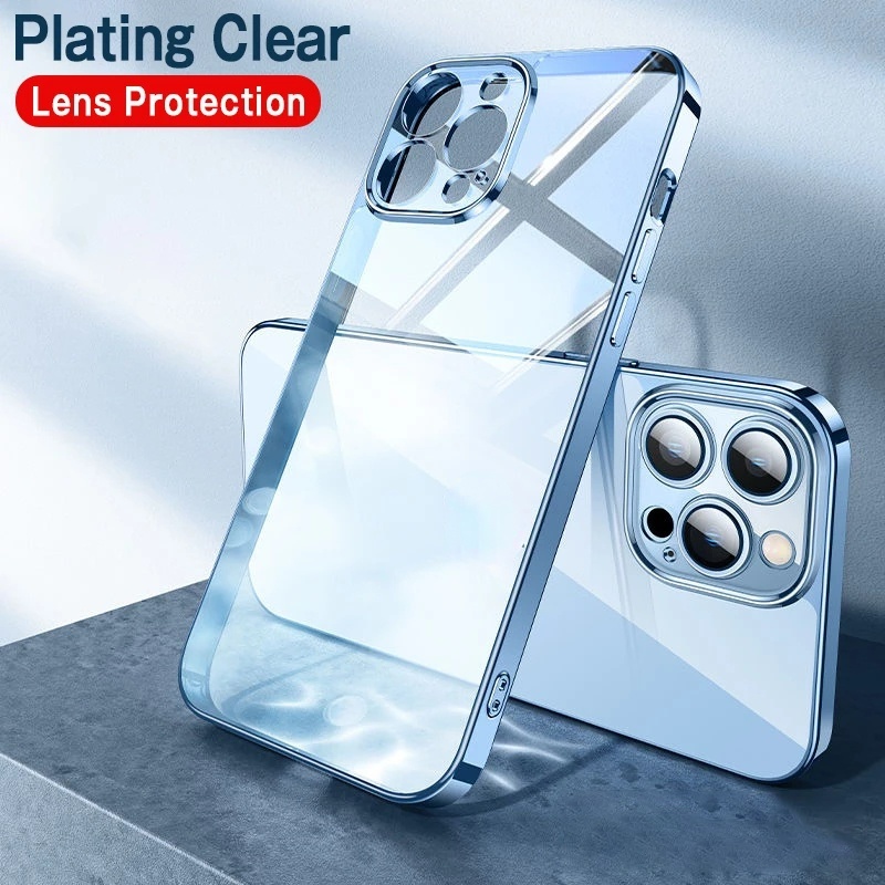 Ốp điện thoại silicon trong suốt mạ viền sang trọng bảo vệ camera nhẹ cho for iPhone 14 Pro Max 13 12 11 Pro Max XR XS Max 7 8 Plus