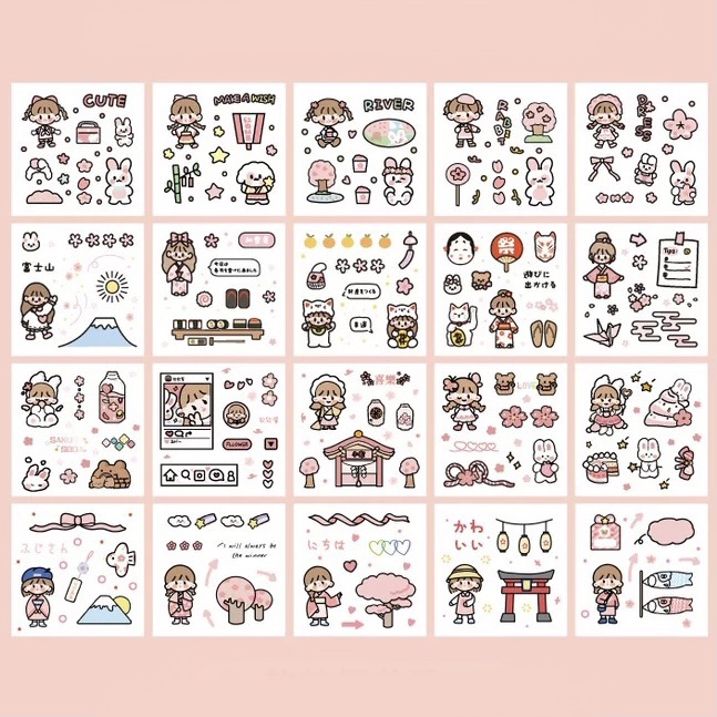 1 tấm sticker random hình cô bé dễ thương || Nhà Kawaii