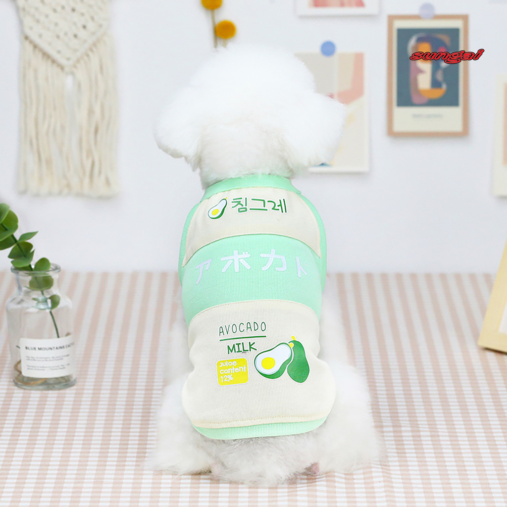 Áo Thun Cotton Thoáng Khí In Họa Tiết Trái Cây / Chữ / Chuối / Dâu Tây Dễ Thương Thời Trang Mùa Hè Cho Cún Cưng