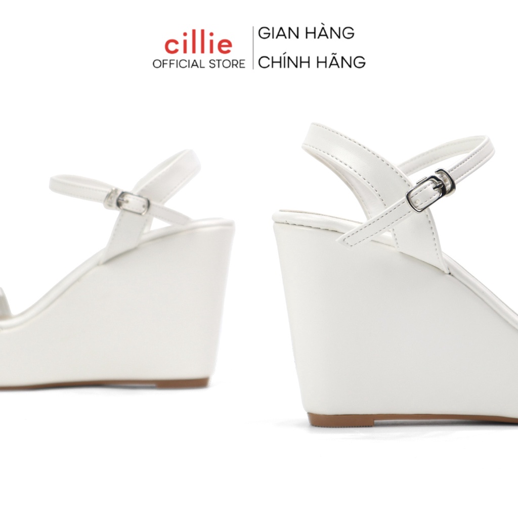 Giày Sandal Đế Xuồng Cô Dâu Cillie Giày Cưới Trắng Đính Bông 10p Chắc Chắn 1134