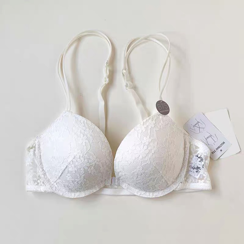 Áo lót nữ có gọng quả chéo khuy cài trước hoạ tiết ren hoa sexy mút 1cm mã EBALCG19