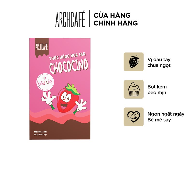 Chocolate dâu - choco cacao hoà tan archcafé chococino hộp 12 gói x 20g - ảnh sản phẩm 2