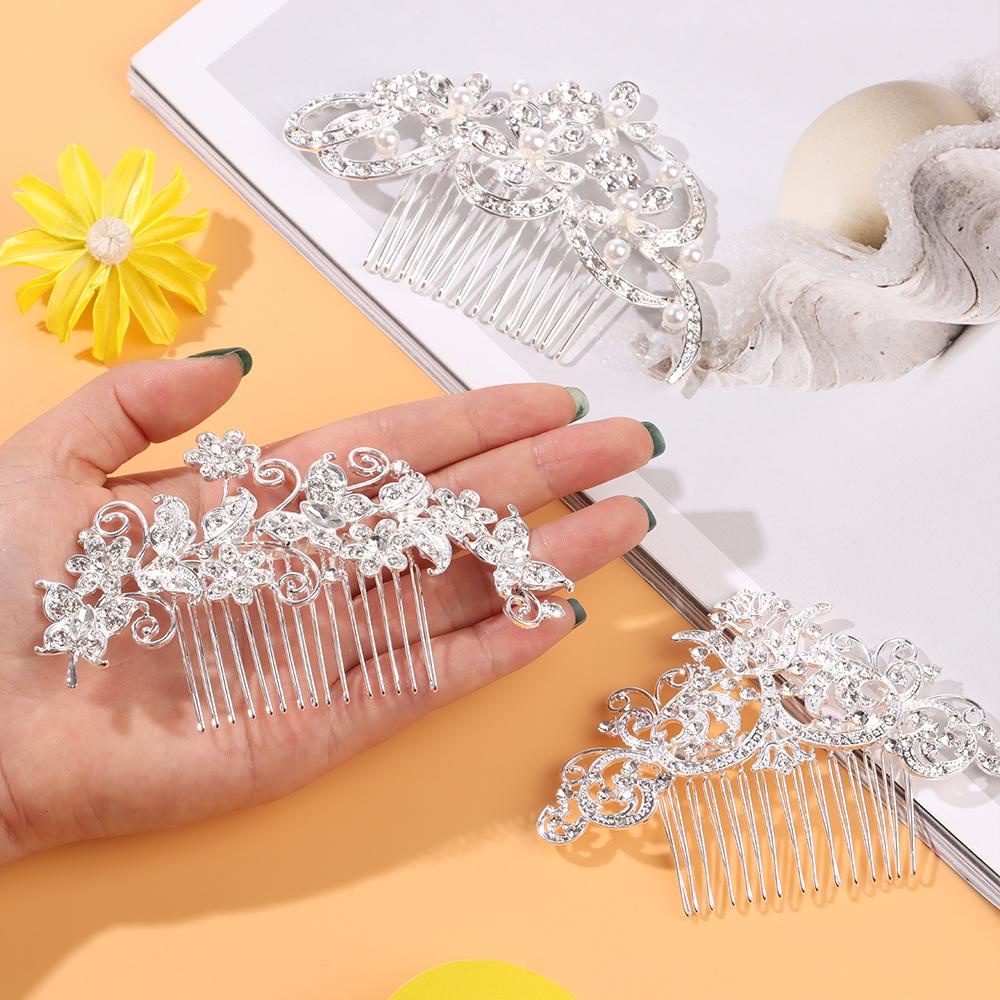 XIANTIN Lược Cài Tóc Cô Dâu Hình Hoa Lá Đính Pha Lê Sang Trọng