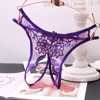   FREESHIP❤️  Quần Chip Nữ Lọt Khe Xuyên Thấu Xẻ Đáy Thêu Hoa Hồng Đối Xứng Gợi Cảm Freesize Dưới 60Kg 