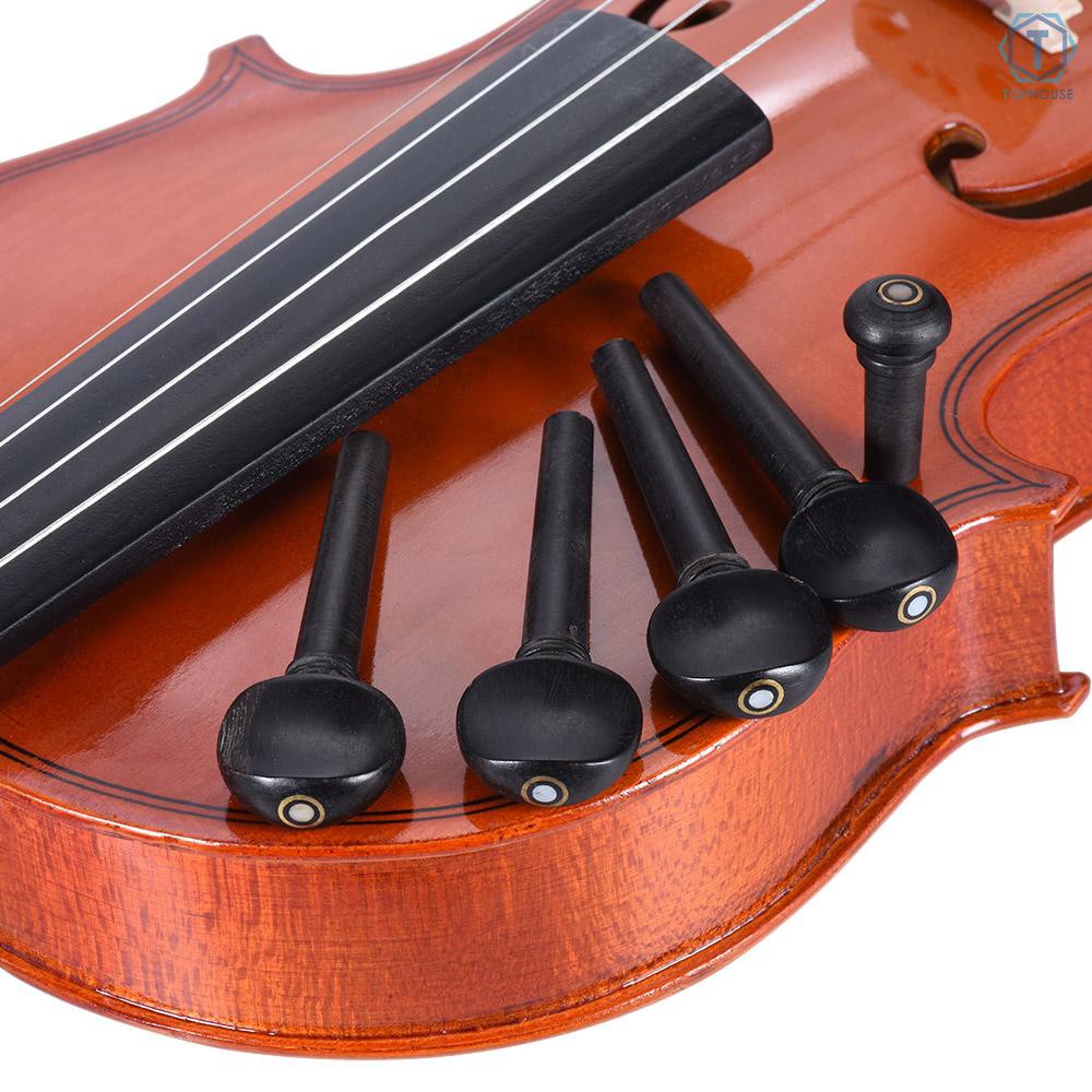 Bộ Chốt Chỉnh Dây Đàn Violin 4 / 4 Bằng Gỗ Mun Màu Đen Thay Thế Tiện Dụng