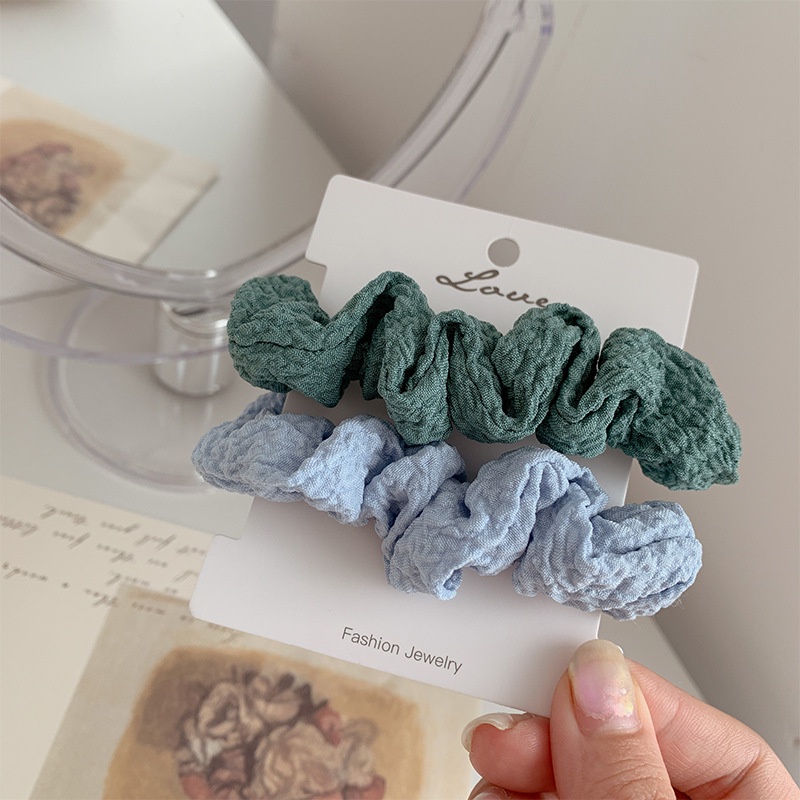 Bộ 2 Dây Buộc Tóc Cao Su Xếp Ly Phong Cách Ins Ngọt Ngào Cho Nữ