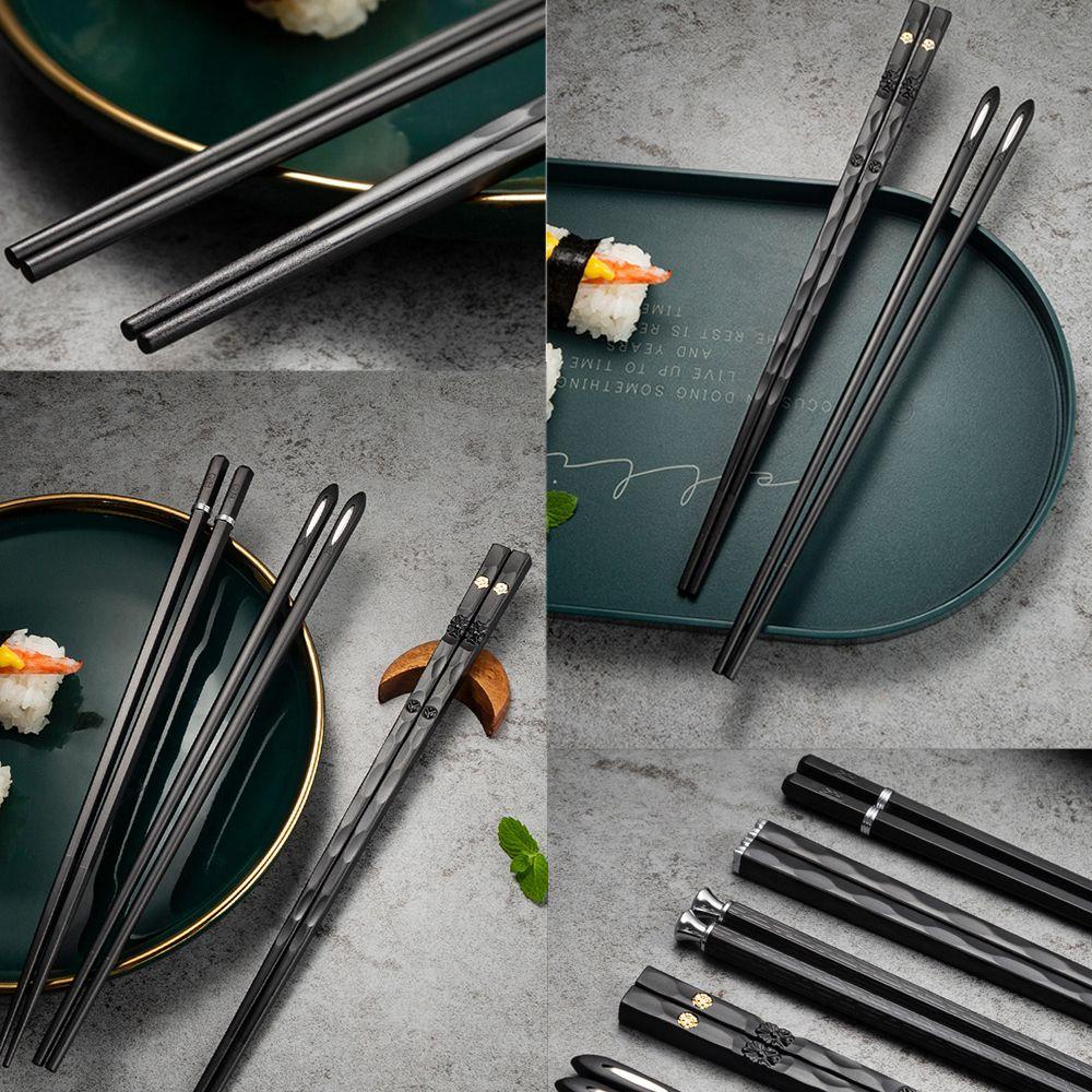 Bộ 5 Đôi Đũa Chống Trượt Màu Xanh Đen Phong Cách Nhật Bản